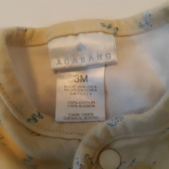 Agabang Baby Girls One Piece Pajamas size 3 Months Yellow Duck - Picture 5 of 6